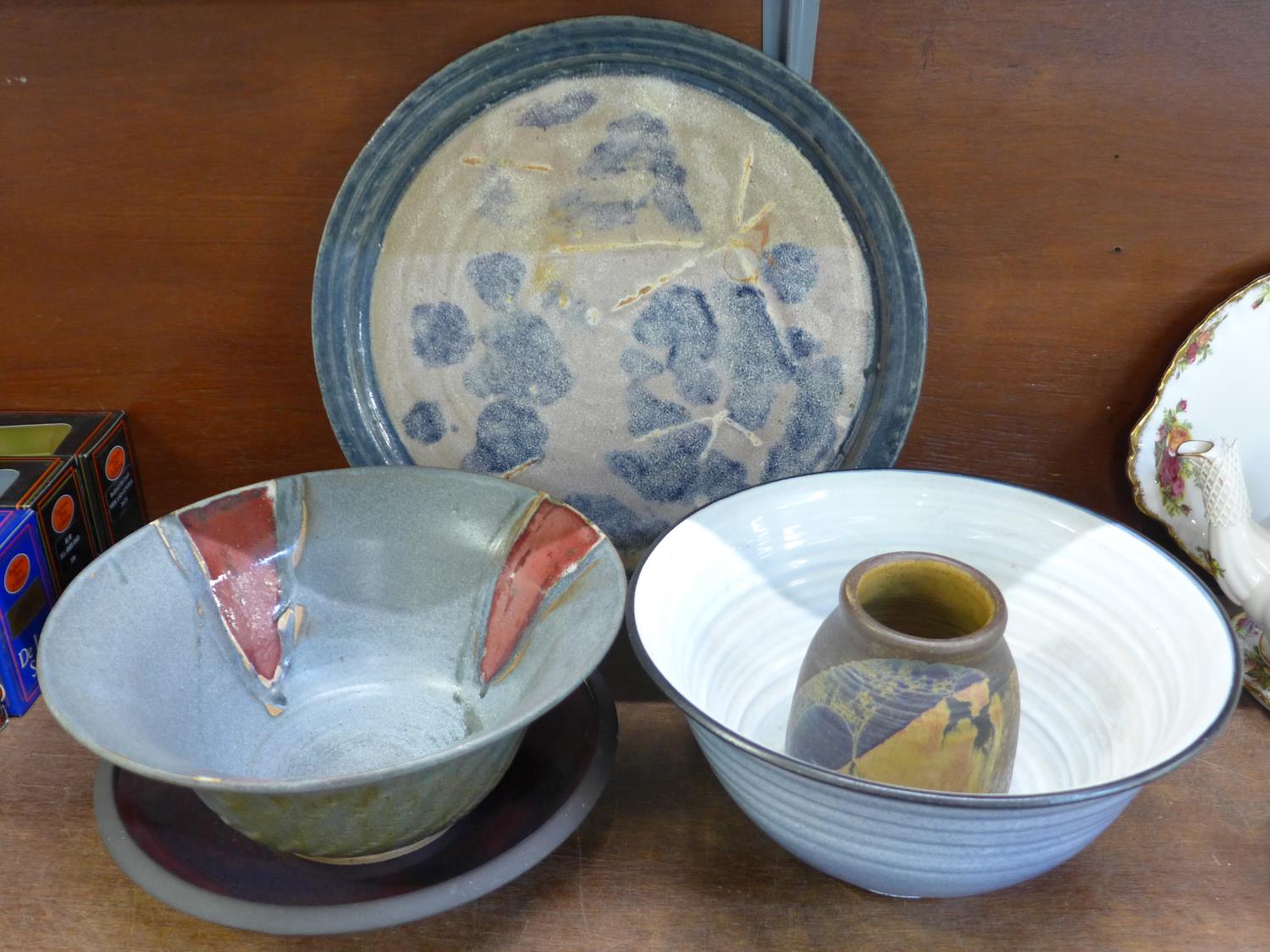 Five items of studio pottery