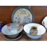 Five items of studio pottery