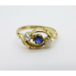 An 18ct gold, sapphire and diamond ring, 2.6g, K