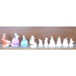 Ten Royal Doulton miniature ladies figures, including Hometime, Christmas celebration, Autumn