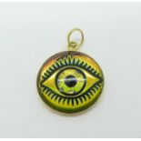 An unusual 18ct gold 'eye' pendant, 3.8g