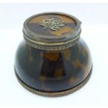 A tortoiseshell and silver mounted inkwell, inscribed 'Golden Wedding, March 31st 1901'