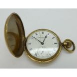 A gold plated full hunter pocket watch, Thos. Russell, Liverpool