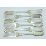 A set of six Victorian silver forks, Exeter 1846, William Rawlings Sobey, 408g