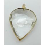 A Victorian yellow metal rock crystal pendant ( tested as gold ), crystal a/f