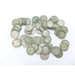 Approximately sixty Pre 1947 silver coins, 83g