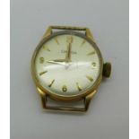 A lady's 9ct gold Omega 9ct wristwatch head