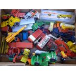 Die- cast model vehicles including Corgi and an empty Dinky Toys box