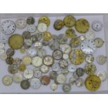 Approximately 75 wristwacthes and pocket watch movements including Omega