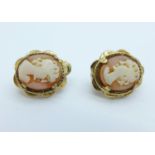 A pair of 9ct gold cameo clip on earrings, 3.7g