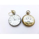 A silver pocket watch and an open faced 8 day Hebdomas style pocket watch, dial a/f