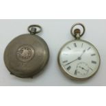 Two silver cased pocket watches, Hebadomas and Pioneer, both a/f