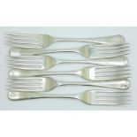 A set of six silver forks, 366g