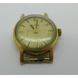 A lady's Omega 9ct gold wristwatch head, second hand detached