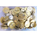 A large collection of pocket watch movements ( no dials ), a/f