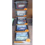 Six Exclusive First Edition model buses, boxed