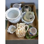 A collection of china including a Bretby bowl, other studio pottery, etc.