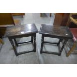 A pair of oak joint stools