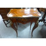 A 19th Century French rosewood, marquetry inlaid and gilt metal side table