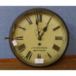 A brass circular ships clock, the dial signed J.R. Davidson, Montrose