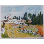 Yves Brayer (French 1907-1990), Provence landscape, signed lithograph, 59 x 74cms, unframed