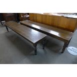 A pair of long oak window seats/benches