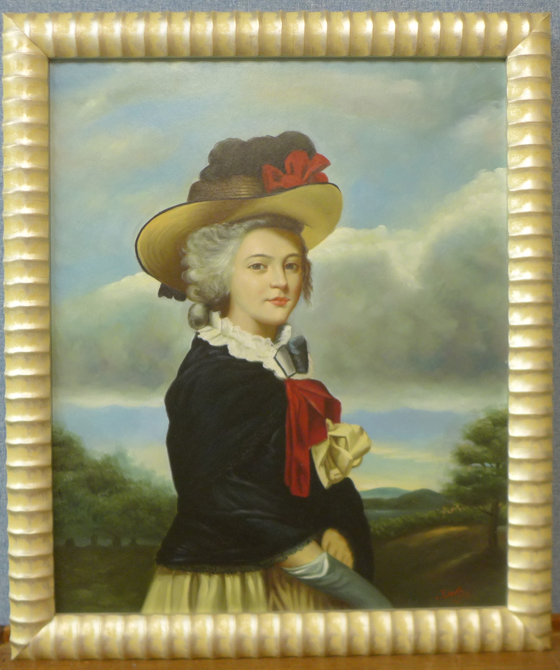 * Dodge, portrait of an American noble lady, oil on canvas, 59 x 49cms, framed - Image 6 of 9