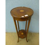 An Edward VII inlaid mahogany jardiniere stand