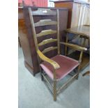 A 19th Century elm ladderback armchair