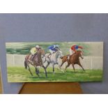 A horse racing print on canvas