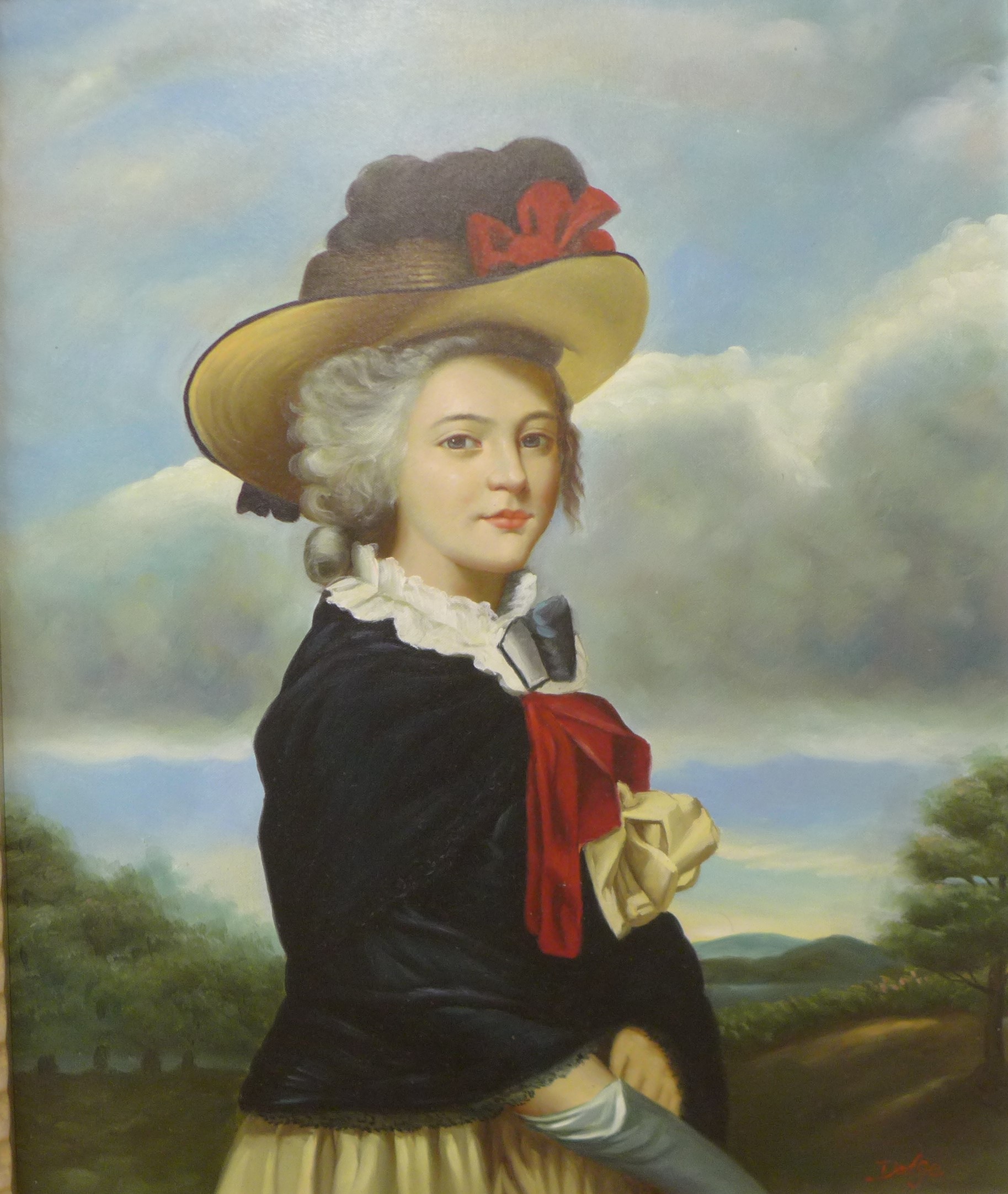 * Dodge, portrait of an American noble lady, oil on canvas, 59 x 49cms, framed - Image 3 of 9