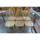 A set of six Ercol style elm and beech chairs