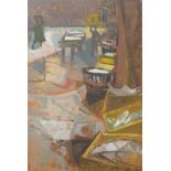 Moya Cozens, , Carribean market scene, oil on board, 91 x 61cms, unframed