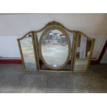 A gilt folding dressing table mirror