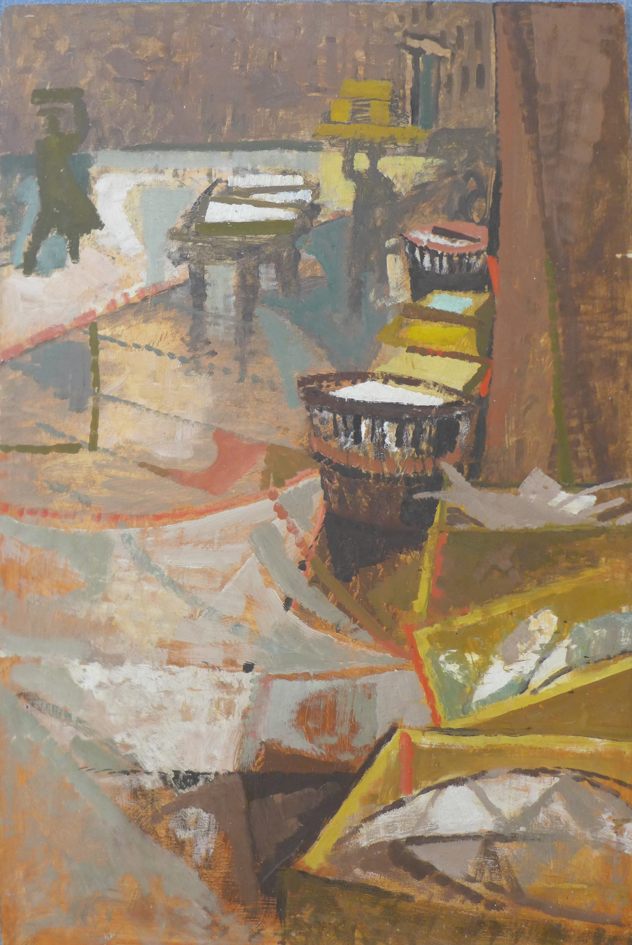 Moya Cozens, , Carribean market scene, oil on board, 91 x 61cms, unframed - Image 2 of 3