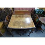 A Queen Anne style burr walnut six piece dining suite