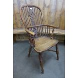 A 19th Century yew and elm Windsor chair