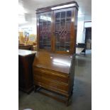 An Edward VII oak bureau bookcase