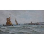 Attributed to Thomas Bush Hardy (1842-1897), Shipping Off The Coast, Yarmouth, watercolour, 61 x