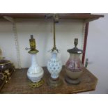Three French style glass table lamps