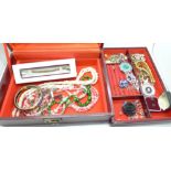 A jewellery box and contents including Florenza stone set bracelet, etc.