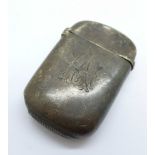 A Victorian silver vesta case, a/f