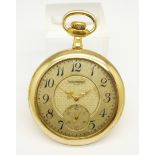 A gold plated Waltham Royal dress pocket watch, with screw back