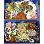 Two boxes of costume jewellery