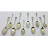 Ten Georgian silver spoons, 122g