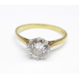 A 18ct gold and diamond solitaire ring, approximately 1carat diamond weight, 2.4g, O, (very small