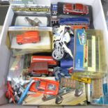 A collection of Corgi and other die-cast model vehicles, some boxed