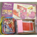 Palitoy Pippa dolls, apartment and furniture