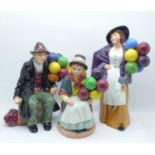 Three Royal Doulton figures, Balloon Lady, The Balloon Man and Balloon Girl
