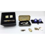 A pair of 9ct gold on silver Masonic cufflinks and other cufflinks